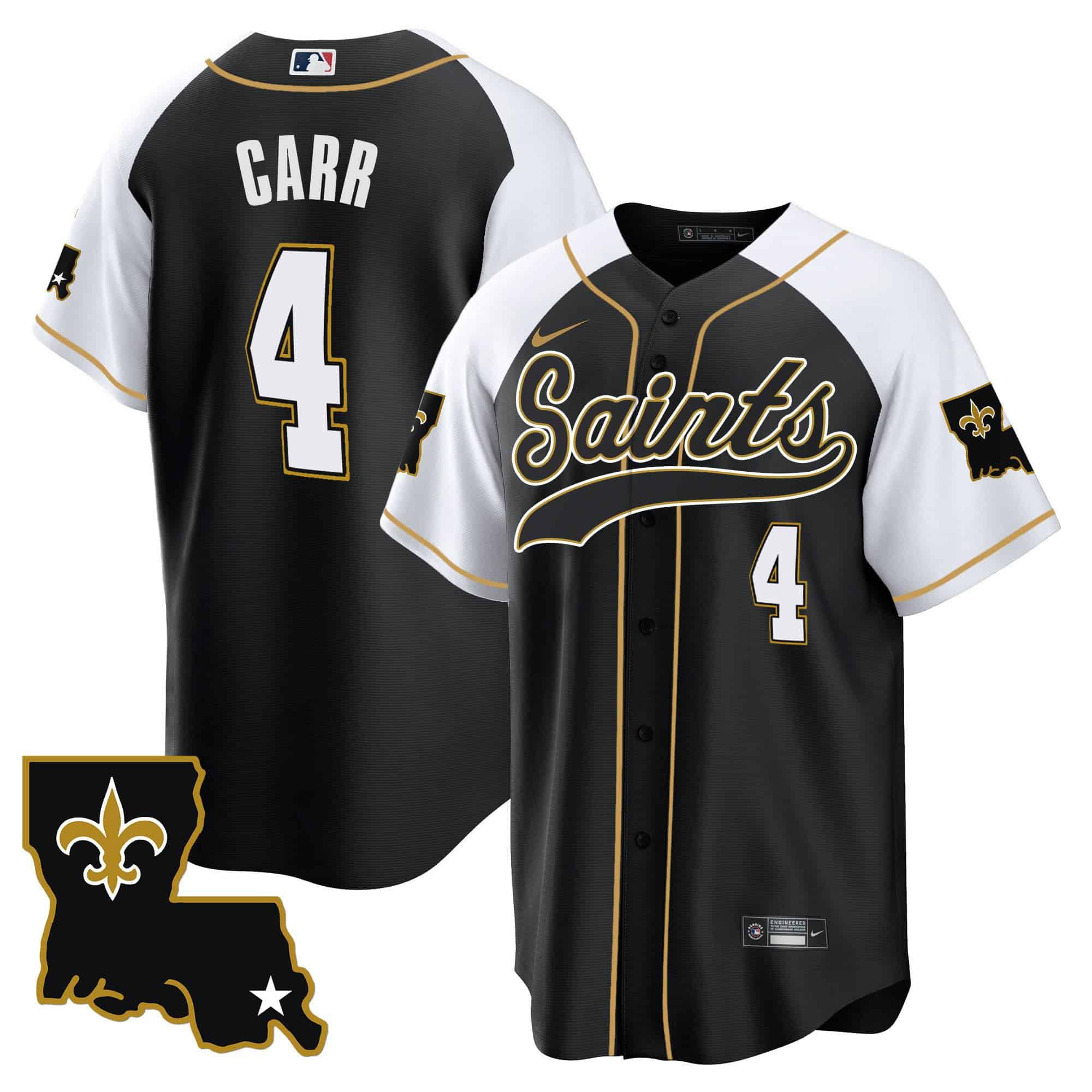 Men New Orleans Saints 4 Carr Black 2024 Nike 1987 Legacy Cool Base NFL Jersey